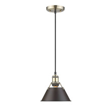  3306-S AB-RBZ - Orwell 7.5" Wide Small Pendant in Aged Brass with Rubbed Bronze